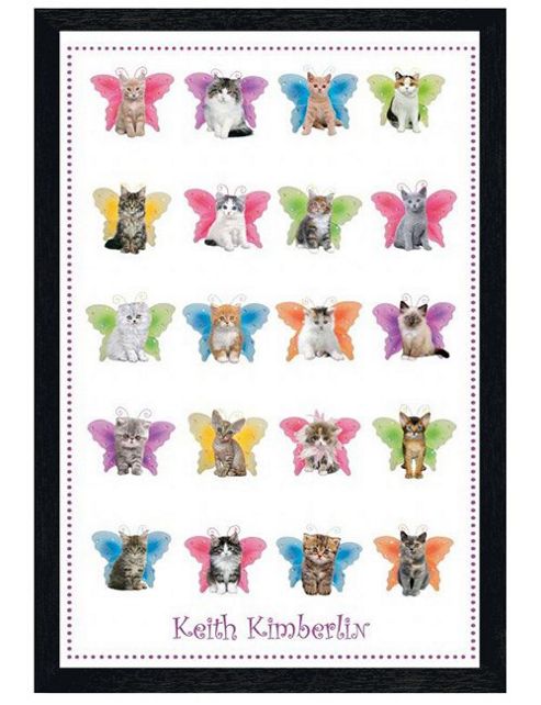 Image of Keith Kimberlin Black Wooden Framed Angelic Kittens Poster