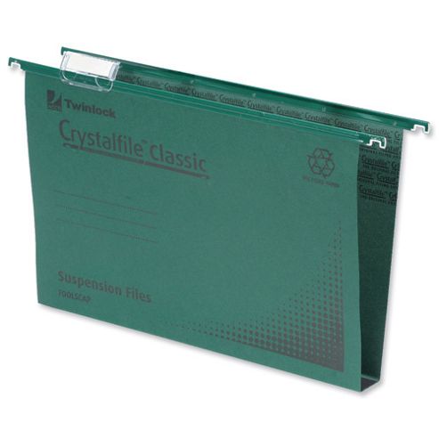 Image of Rexel Crystalfile Classic Suspension File Manilla 50mm Foolscap Green Ref 71750 [pack 50]