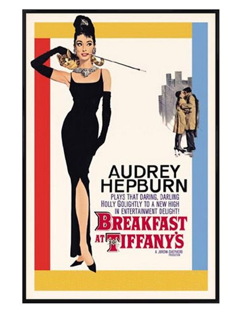 Image of Audrey Hepburn Gloss Black Framed Breakfast At Tiffany's Poster
