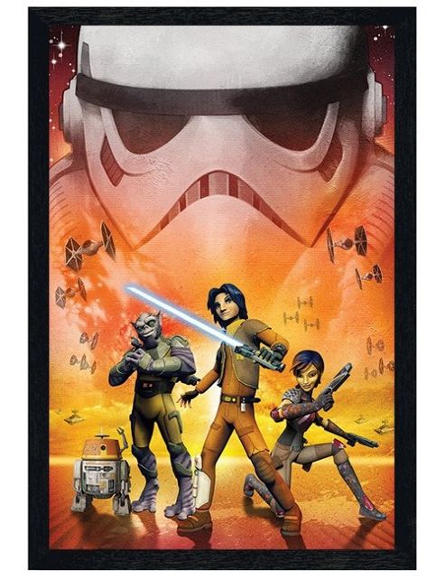 Image of Black Wooden Framed Star Wars Rebels Main Characters Poster