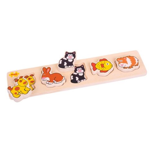 Image of Bigjigs Toys Bb016 Chunky Lift And Match Pets Puzzle