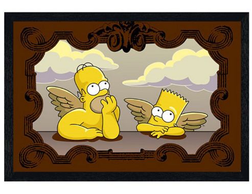 Image of The Simpsons Homer And Bart Simpson Black Wooden Framed Alternative Angels Poster