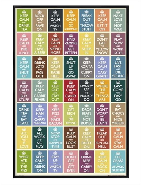 Image of Keep Calm And Carry On Gloss Black Framed Keep Calm Compilation Poster