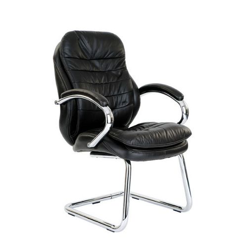 Image of Eliza Tinsley Chrome Canti Frame Luxurious Leather Visitor Chair