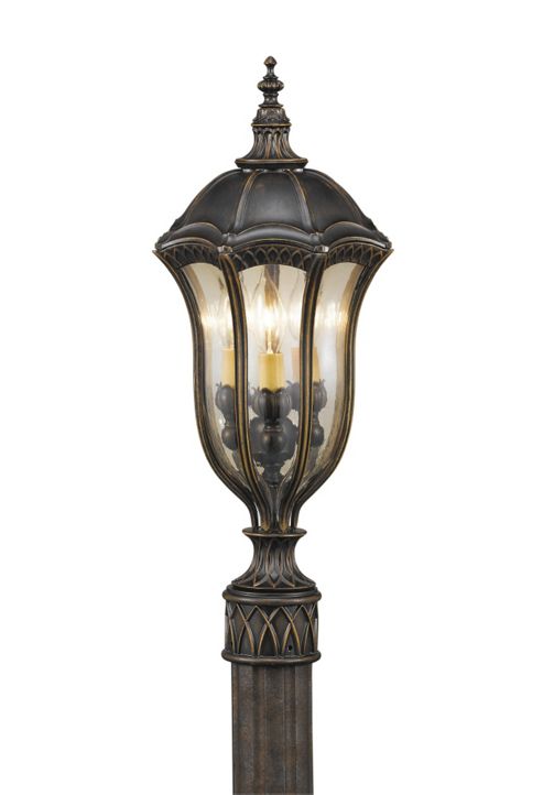 Image of Feiss Baton Rouge 3 Light Outdoor Post Lantern In Walnut