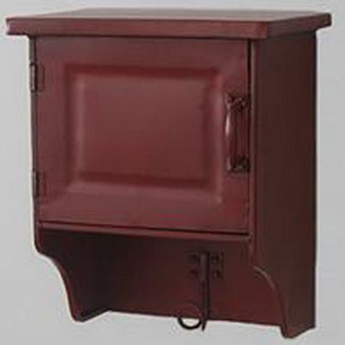 Image of Butler - Wooden Wall Storage Cabinet With Hanging Hook - Mahogany