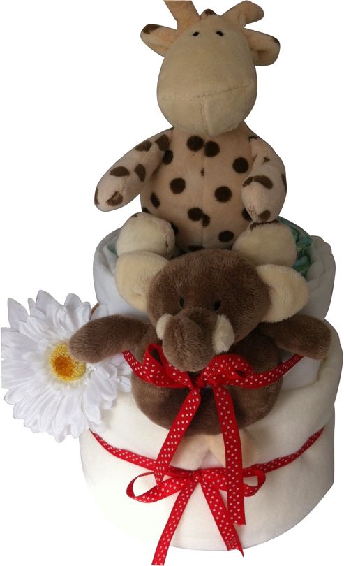 Image of 2 Tier Unisex Safari Nappy Cake