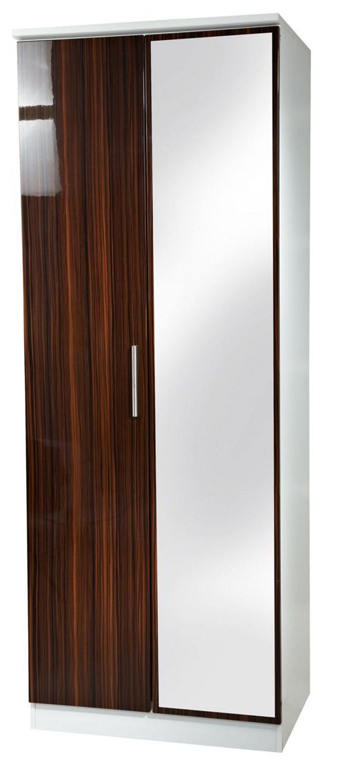 Image of Welcome Furniture Knightsbridge Tall Wardrobe With Mirror - Ebony - Cream