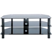 LEVV Glass TV Stand - Black Gloss / Black