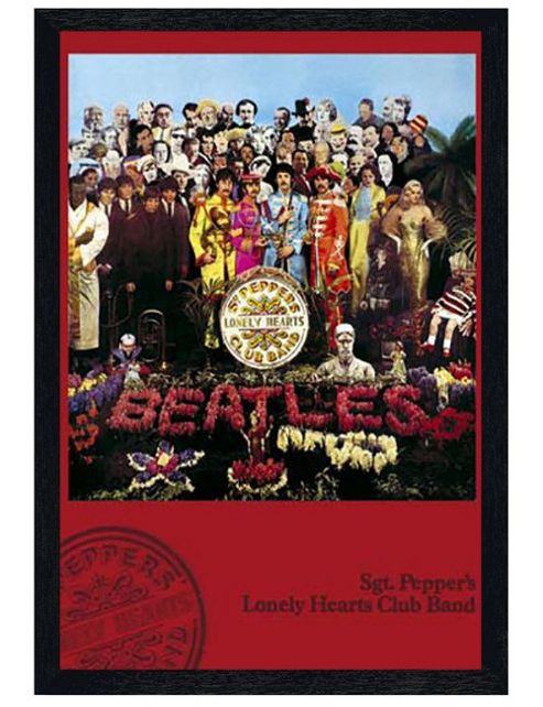Image of The Beatles Black Wooden Framed Sgt. Pepper's Lonely Hearts Club Band Album Cover Poster
