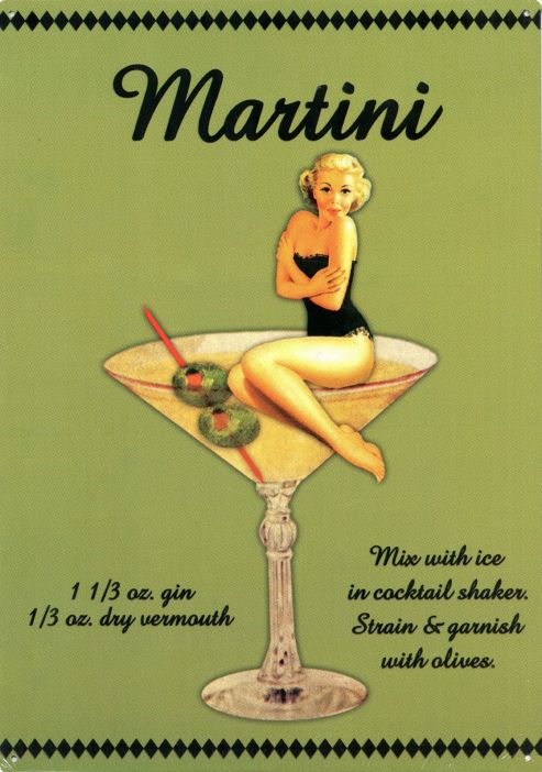 Image of Eureka Lake Studio Martini Girl Tin Sign