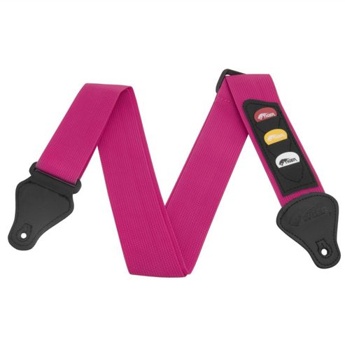 Image of Pink Guitar Strap With Pick Holder