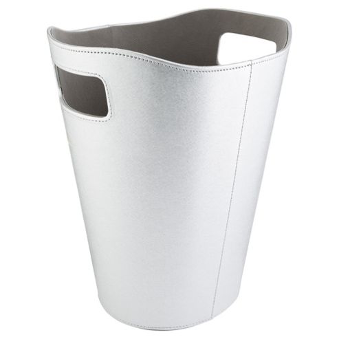 Image of Silver Waste Paper Bin With Handles