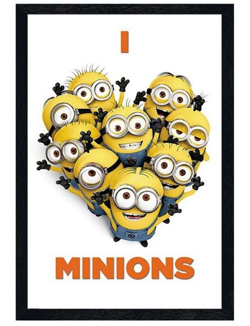 Image of Black Wooden Framed Despicable Me 2 I Love Minions Poster