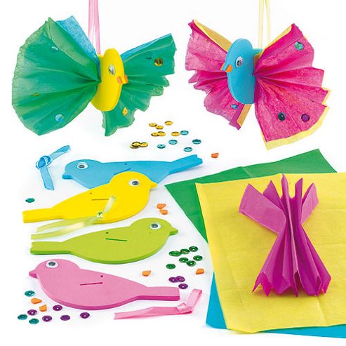 Image of Crafts 3d Funky Bird Hanging Decorations (4 Pcs)