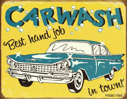 Image of Car Wash Best Hand Job In Town! Tin Sign