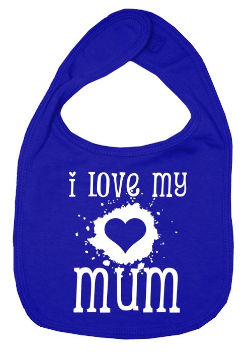 Image of Dirty Fingers I Love My Mum Baby Bib Royal Blue