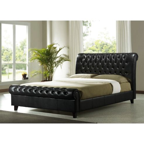 Image of Brown Faux Leather Bed Frame - King Size 5ft