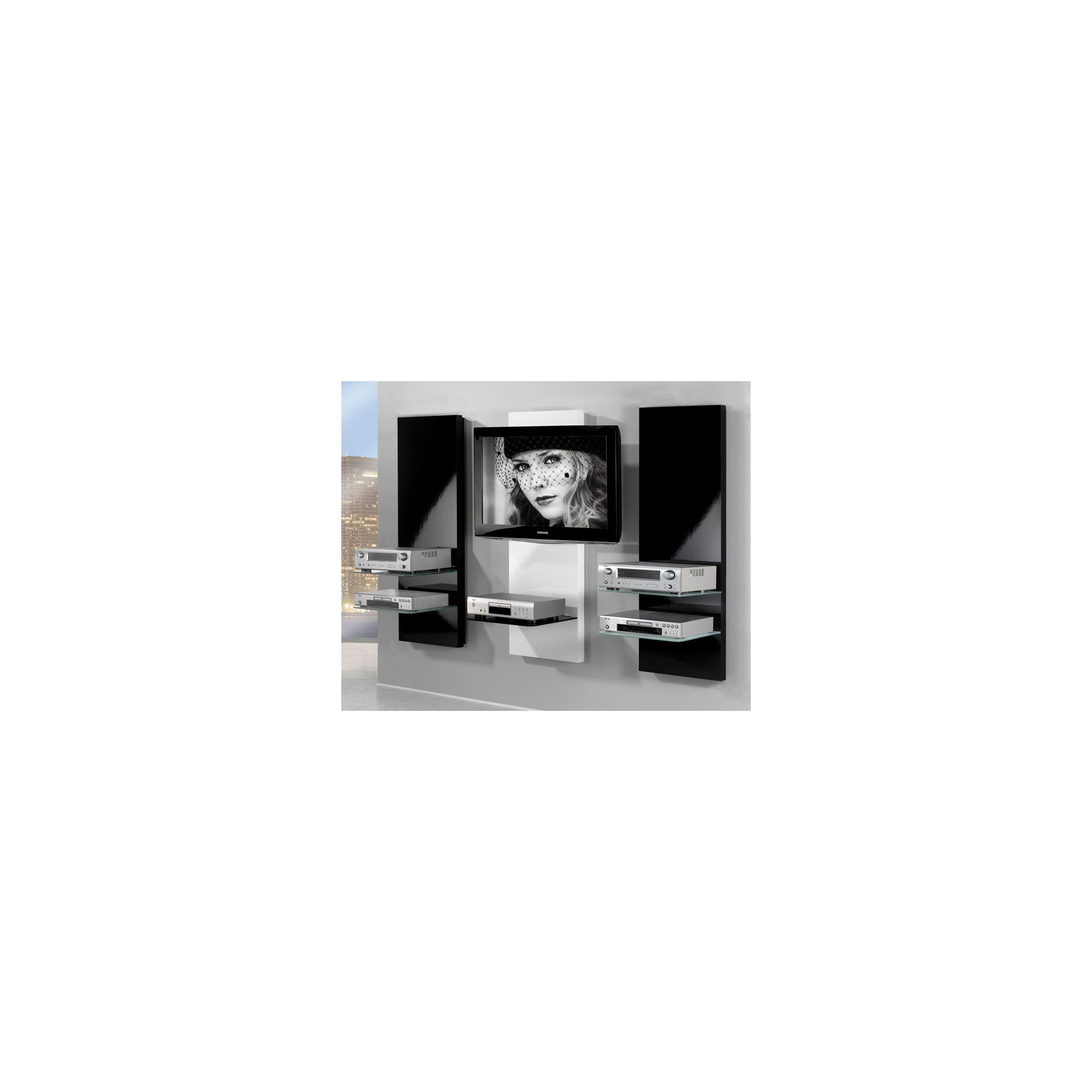 Triskom Wooden TV Stand for LCD / Plasmas with Bracket - All Panels in White at Tesco Direct