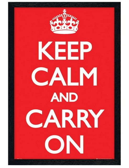 Image of Carry On Black Wooden Framed Keep Calm Poster