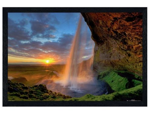 Image of Black Wooden Framed Waterfall Tom Mackie Poster