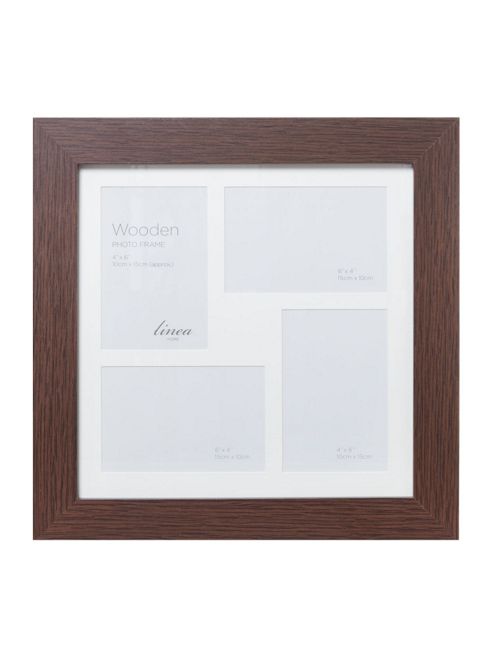 Image of Linea Dark Wood 4 Aperture Photo Frame