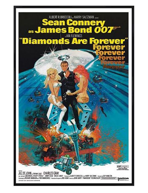 Image of James Bond Gloss Black Framed Diamonds Are Forever Poster
