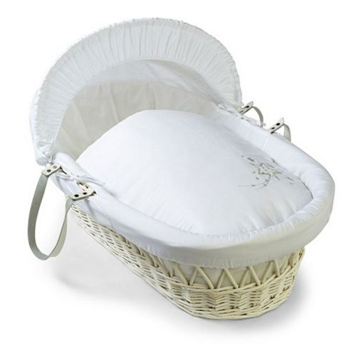 Image of Clair De Lune White Wicker Moses Basket (starburst White)