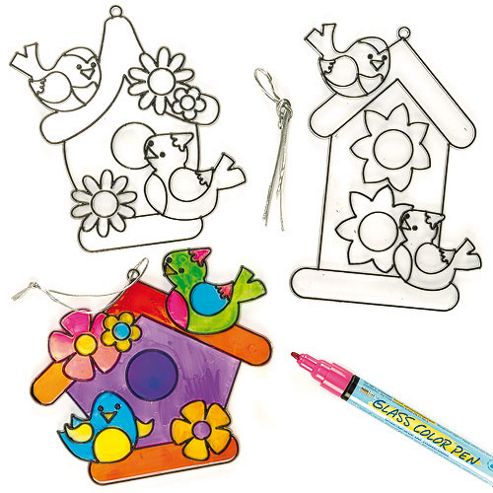 Image of Birdhouse Suncatcher Decorations (pack Of 6)