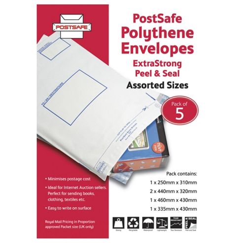 Image of Postsafe Mailing Bags Extra Strong Assorted 5 Pack
