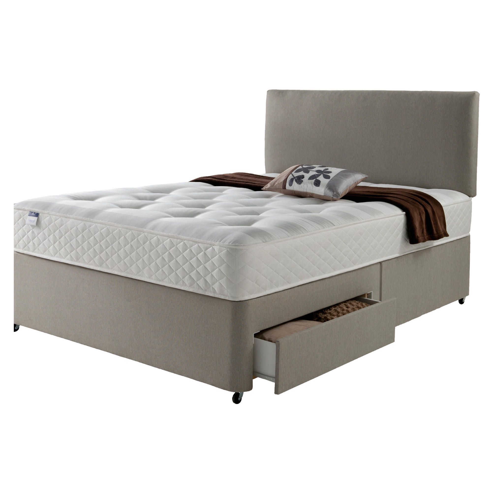 Silentnight Miracoil Luxury Ortho Tuft 4 Drawer Super King Divan Mink with Headboard at Tesco Direct