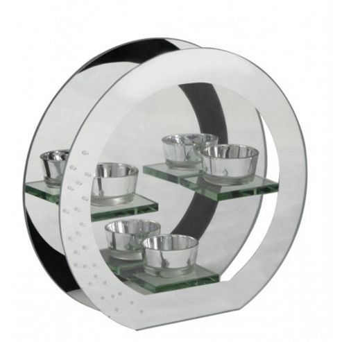 Image of Sparkle - Glass Triple Circle Tealight Holder - Silver