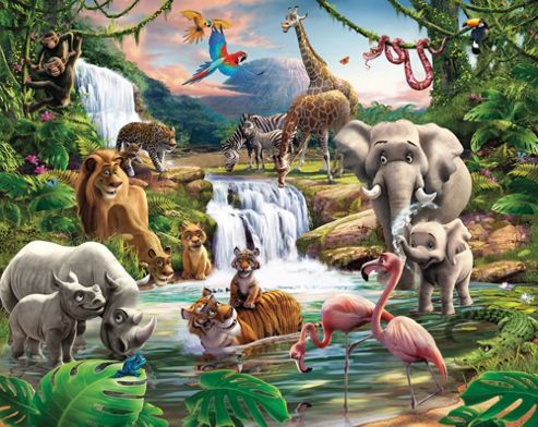 Image of Jungle Scene Wall Mural