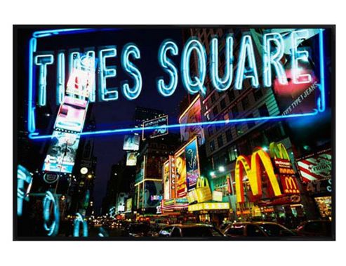 Image of New York City Gloss Black Framed Neon Lights In Times Square Poster