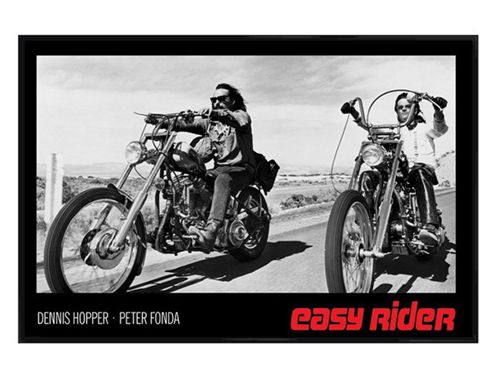 Image of Easy Rider Gloss Black Framed Dennis Hopper And Peter Fonda Poster