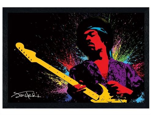 Image of Jimi Hendrix Black Wooden Framed Popart Hendrix Poster