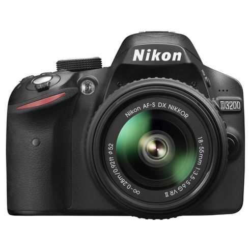 Image of Nikon D3200 Digital Slr, Black, 24.2mp, 3" Lcd Screen, 18-55 Vr Ii Lens
