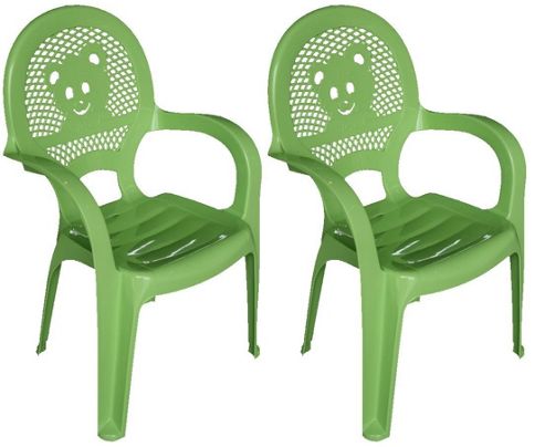 Image of Resol Childrens Garden Plastic Chair - Green - (pack Of 2 Chairs)