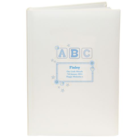 Image of Personalised Baby Blue Abc Photo Album With Sleeves