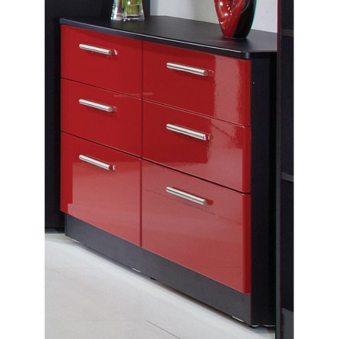 Image of Welcome Furniture Knightsbridge 6 Drawer Midi Chest - Black - Ebony