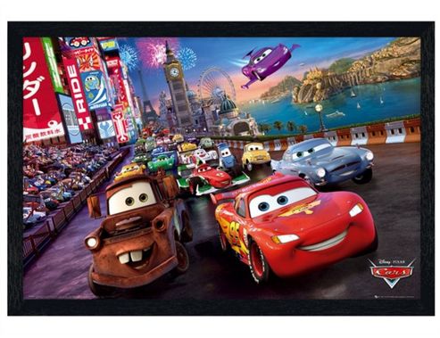 Image of Cars: The Movie Black Wooden Framed The Race Poster