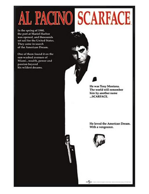 Image of Scarface Al Pacino Gloss Black Framed Movie Score Poster