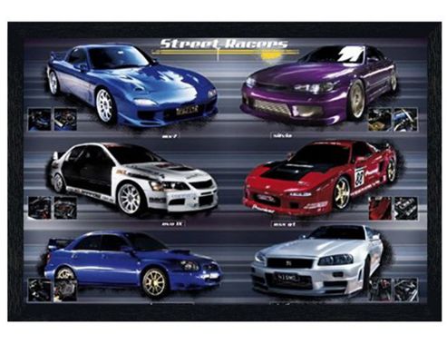 Image of Street Racers Black Wooden Framed Street Racers Poster