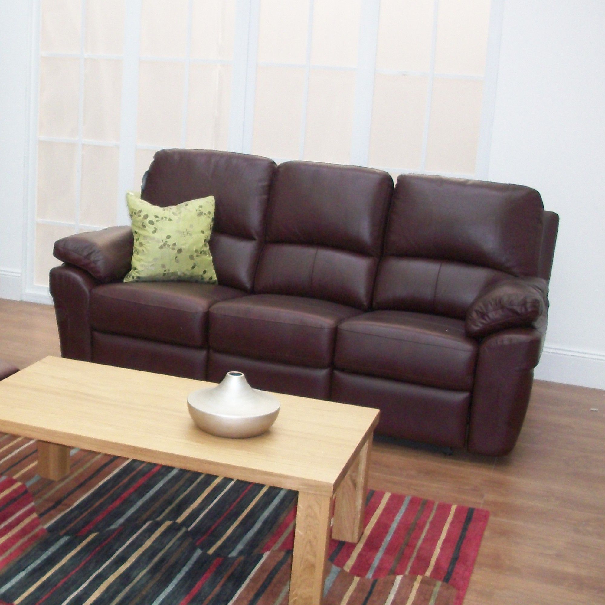 Furniture Link Monzano Three Seat Reclining Sofa in Chestnut - Black at Tesco Direct