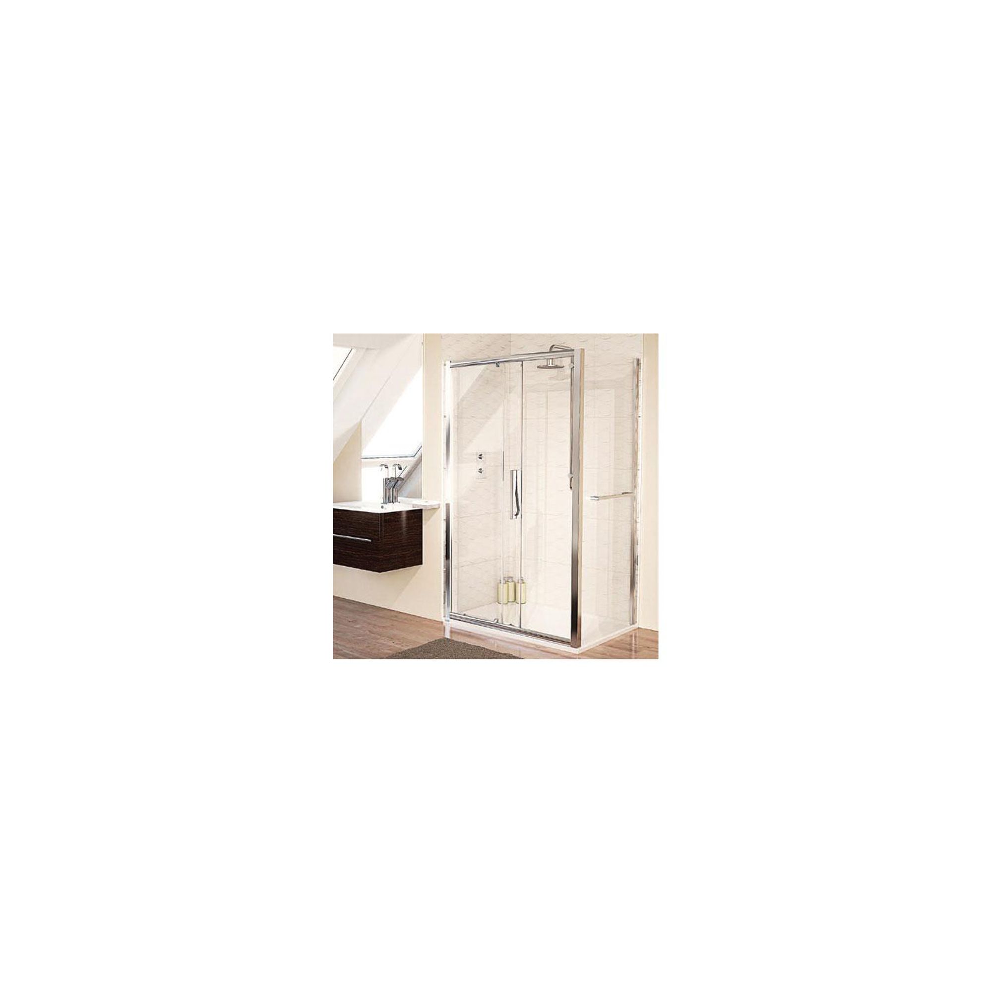 Aqualux AQUA8 Glide Sliding Shower Door, 1200mm Wide, Polished Silver Frame, 8mm Glass at Tesco Direct