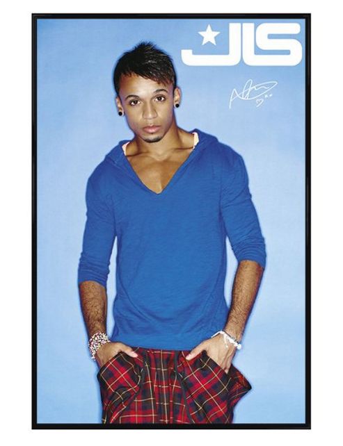 Image of Jls Aston Merrygold Gloss Black Framed Aston In Blue Poster