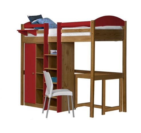Image of Maximus High Sleeper Set 2 Central Ladder Antique With Red Details