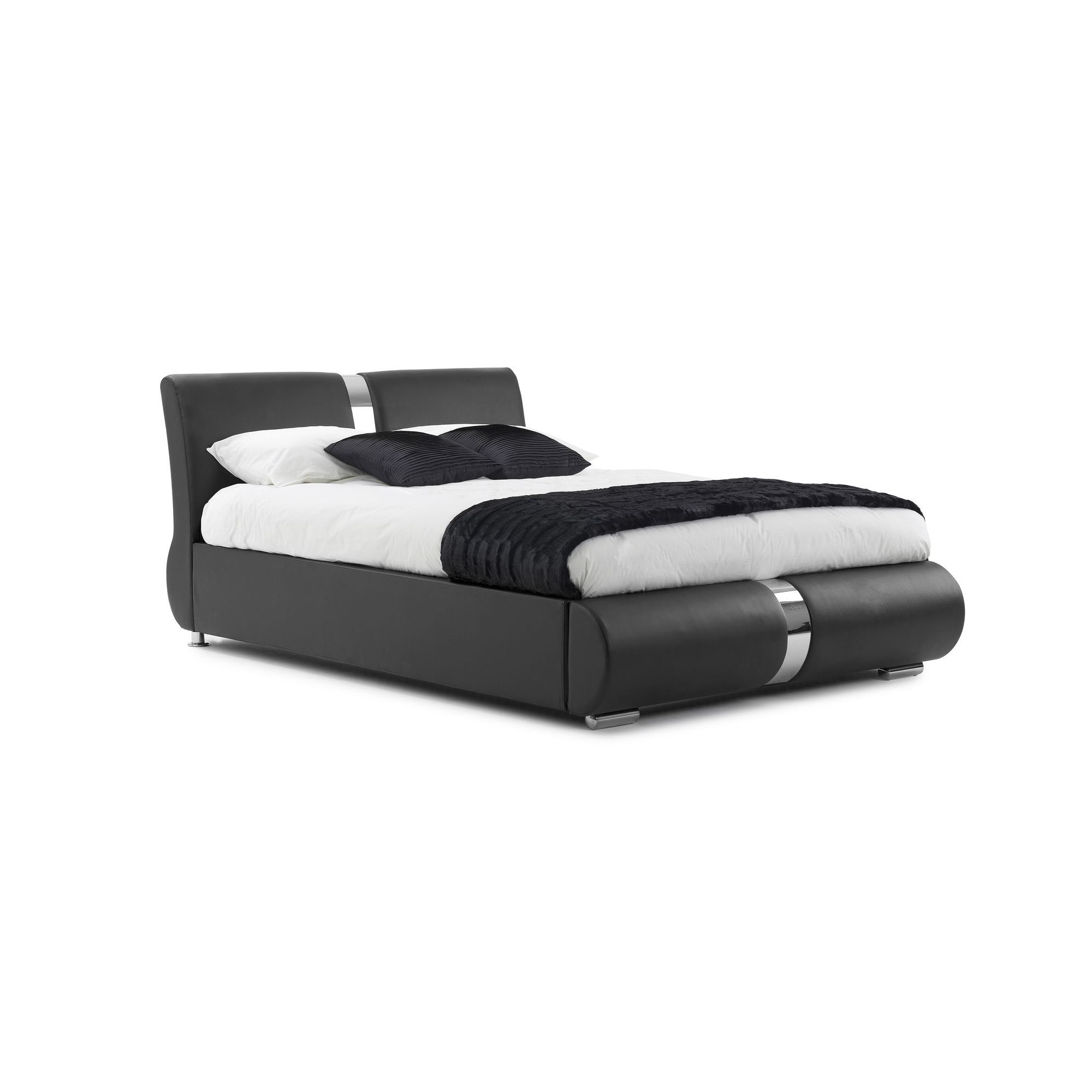 Frank Bosworth Milan Leather Bed - Black - Double at Tesco Direct