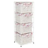 Tesco White Wicker Lined 4 Drawer Tower