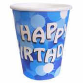 Blue Sparkle Happy Birthday Cups - Pack of 8